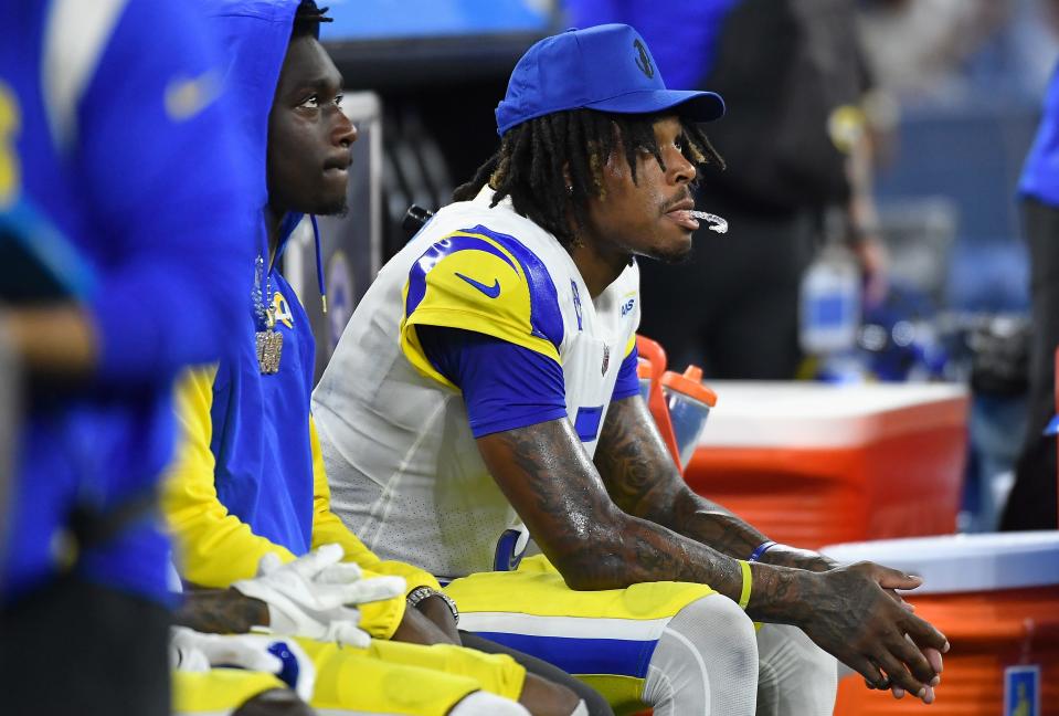 Rams CB Jalen Ramsey on the bench during the Week 1 loss to the Bills.