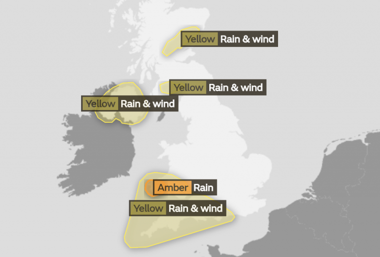 UK weather latest: Ferries, flights and trains cancelled due to strong wind and rain
