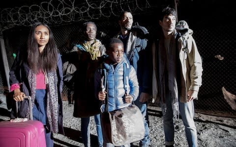 Havani Seth as Ushna, Ony Uhiara as Shakira, Nana Agyeman-Bediako as Isaac, Ryan McKen as Ziyaad and Sam Otto as Jalal - Credit: Channel 4