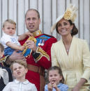 <p>William and Kate now have three children and seem settled as a family of five. Delighting royal fans as a hands-on dad here on the balcony of Buckingham Palace in 2019's Trooping the Colour. (Getty Images)</p> 