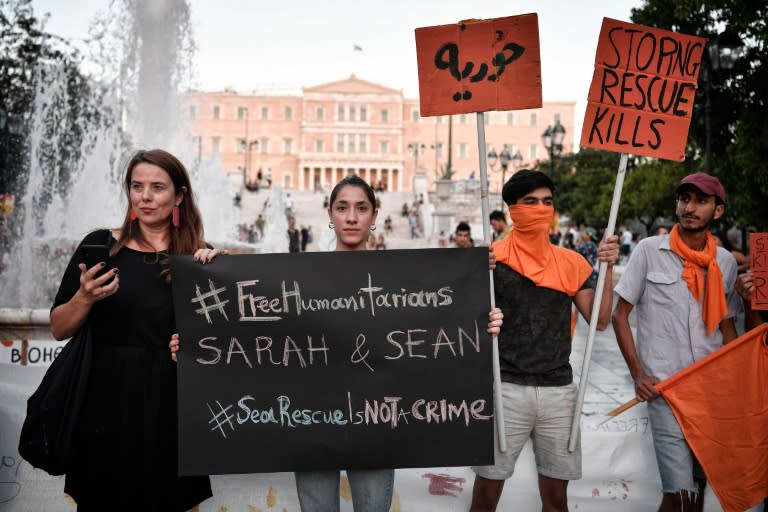 Support volunteers, Irishman Sean Binder and Syrian refugee Sarah Mardini, were arrested in Greece in August as police crackdown on what they call a 'criminal network' helping migrants enter the country illegally