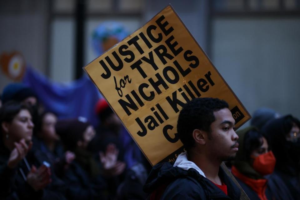 A protest at the Oscar Grant Plaza in Oakland, California.