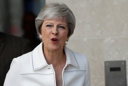 Britain's Prime Minister, Theresa May, leaves the BBC after appearing on the Andrew Marr Show, in central London, Britain July 15, 2018.  REUTERS/Peter Nicholls