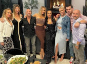 <p><em>Selling Sunset</em> stars Mary Fitzgerald, Maya Vander, Chrishell Stause, Amanza Smith, Heather Rae Young, Romain Bonnet and Brett Oppenheim headed over to <a href="https://people.com/home/jason-oppenheims-la-home-photos-makeover-gothic-hollywood/" rel="nofollow noopener" target="_blank" data-ylk="slk:Jason Oppenheim's home in the Hollywood Hills;elm:context_link;itc:0;sec:content-canvas" class="link ">Jason Oppenheim's home in the Hollywood Hills</a> for a dinner party. "Dinner with the crew. Love working with my best friends," <a href="https://www.instagram.com/p/CPJHzXeDASR/" rel="nofollow noopener" target="_blank" data-ylk="slk:wrote Jason;elm:context_link;itc:0;sec:content-canvas" class="link ">wrote Jason</a>. </p>