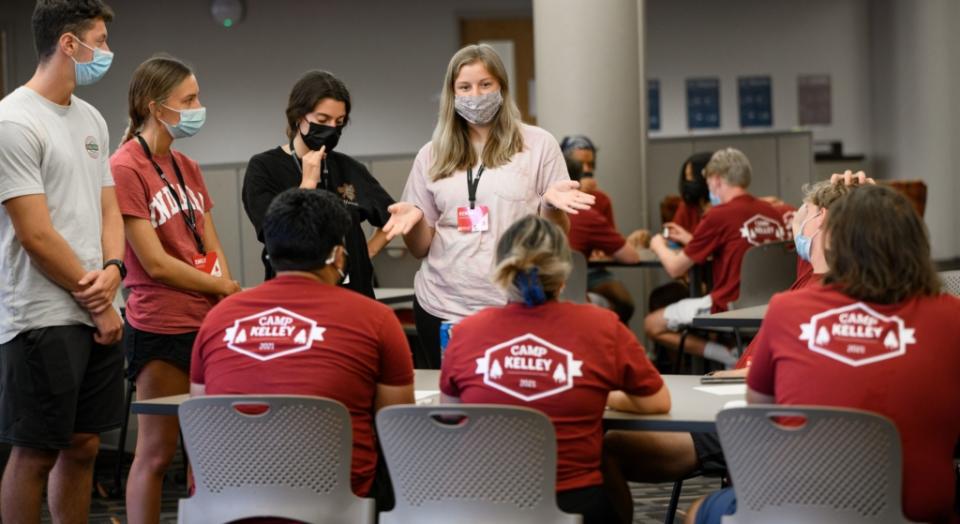 Students of the Kelley School of Business prepare for the Camp Kelley Case Competition. Kelley started the spring semester in-person as scheduled.