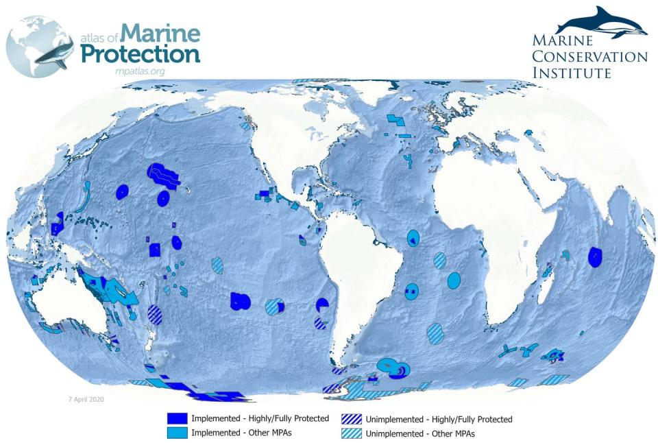 Map of global marine protected area coverage