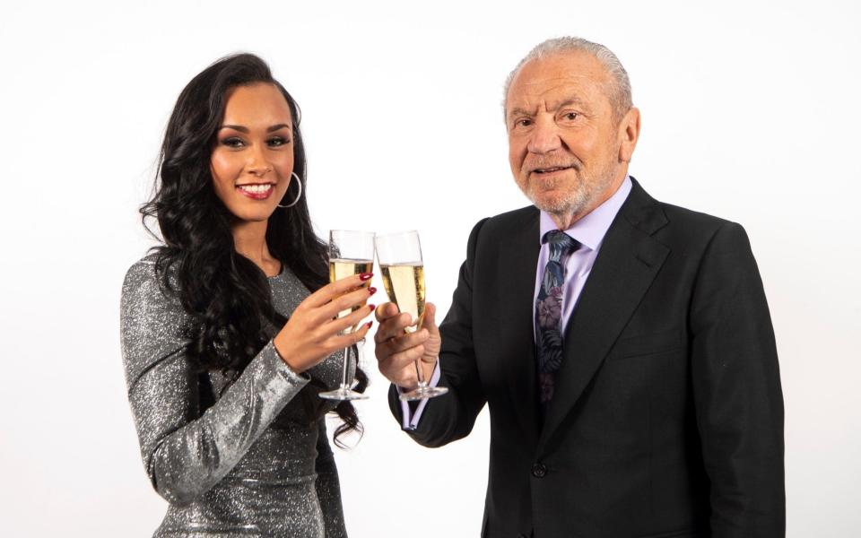 Sian Gabbidon celebrates with Lord Sugar - PA