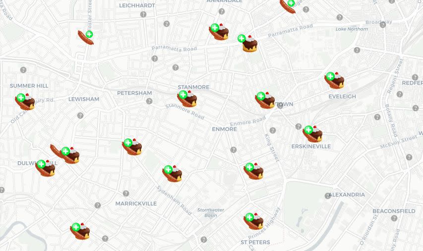 Democracy Sausage online map of inner west Sydney. (Image: Yahoo Finance screenshot)