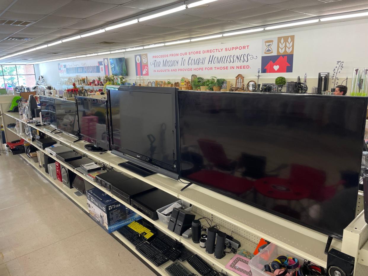 Used flat-screen televisions fill a shelf Friday, June 7, 2024 at the new Salvation Army Family Store at 4099 River Watch Pkwy. in Martinez. It is the Salvation Army's first location in Columbia County.