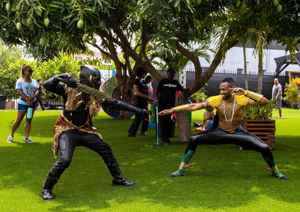 Atlanta-based cosplayers crew, Beltline Cosplay, entertains the crowds during AFROPUNK music festival at The Urban in the Historic Overtown neighborhood of Miami, Florida, on Saturday, May 21, 2022.