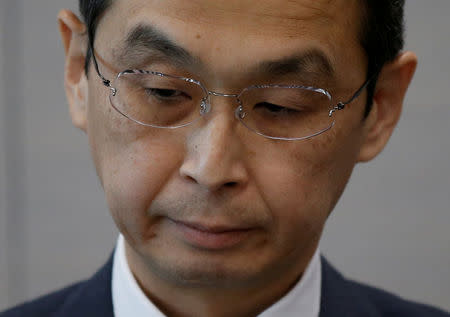 FILE PHOTO: Takata Corp. Chairman and CEO Shigehisa Takada attends a news conference after its decision to file for bankruptcy protection in Tokyo, Japan, June 26, 2017. REUTERS/Toru Hanai/File Photo