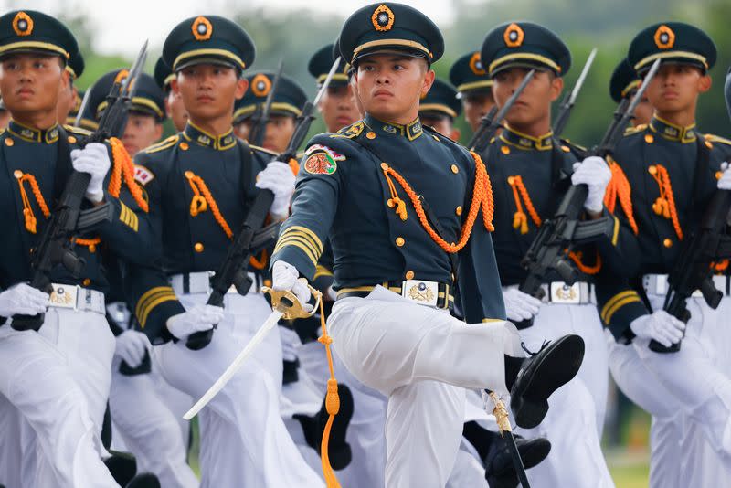 Cadets from various miltary schools participate in the 100th anniversary celebrations of Republic of China Military Academy in Kaohsiung