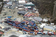 <p>Storm damage in the aftermath of Hurricane Irma, in St. Maarten. Irma cut a path of devastation across the northern Caribbean, leaving thousands homeless after destroying buildings and uprooting trees on Sept. 6, 2017. (Photo: Gerben Van Es/Dutch Defense Ministry via AP) </p>