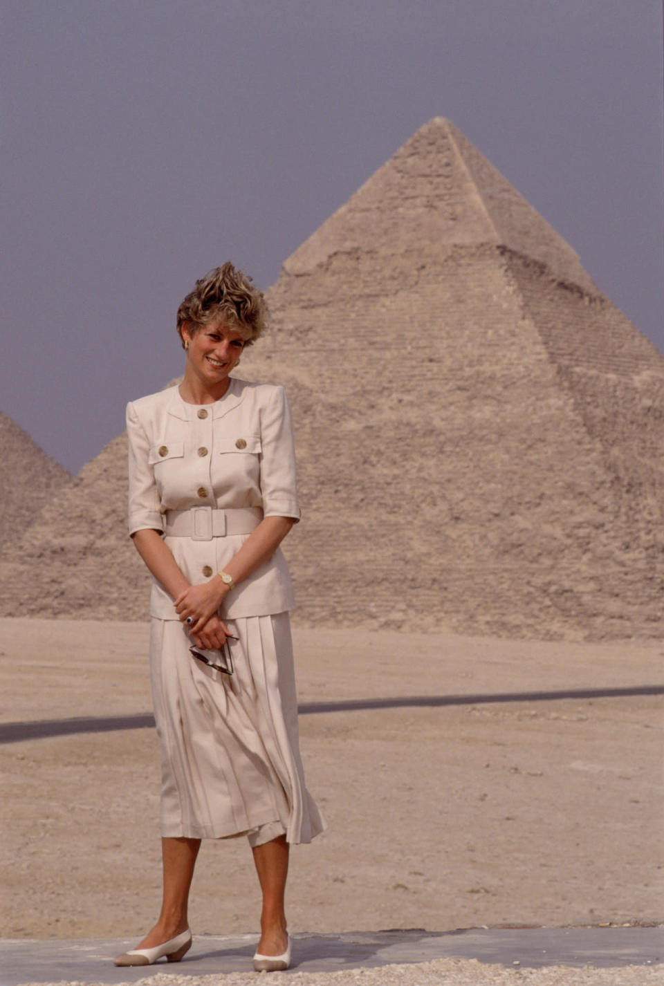 <p>The Princess looked at one with her surroundings in a stone coloured ensemble that highlighted her slim figure and bronzed glow. <i>[Photo: Rex]</i></p>