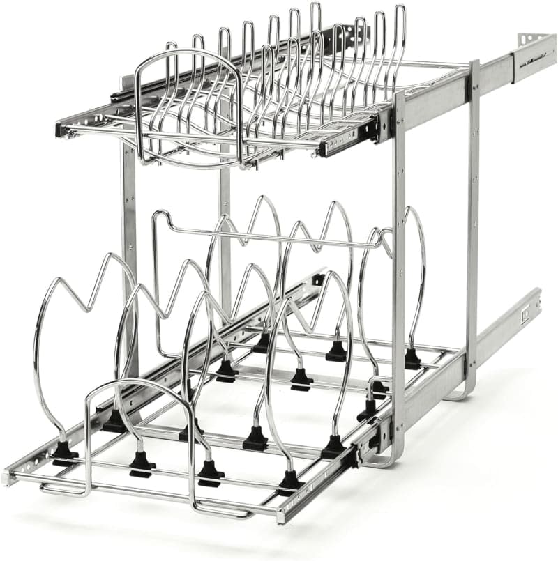 Rev-A-Shelf 2 Tier Adjustable Heavy Duty Wire Pull Out Kitchen Cabinet Organizer