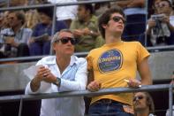 <p>Paul Newman and his son Scott attend the Ontario 500 car race in Ontario, California, in 1972. </p>