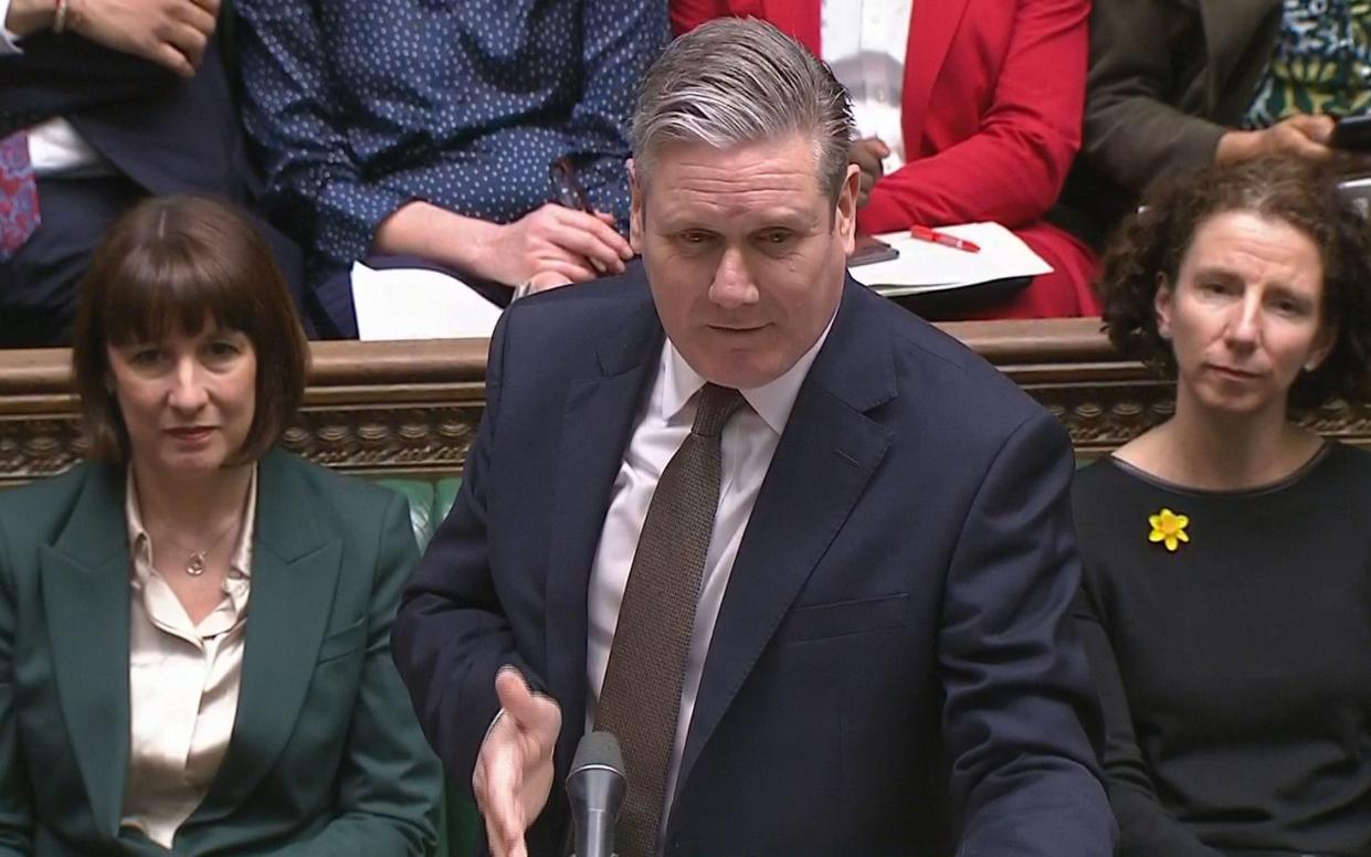 Sir Keir Starmer, the Labour leader, addresses the House of Commons during PMQs