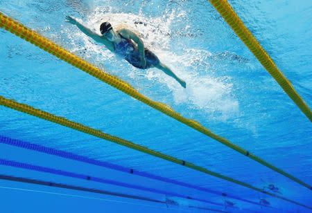 Katie Ledecky competes on her way to winning the gold and setting a new world record. REUTERS/Stefan Wermuth