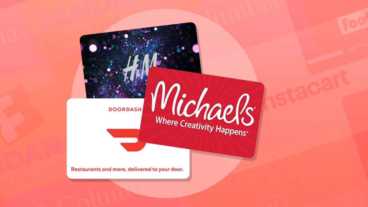 h and m, michaels, doordash gift cards