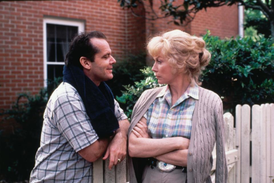 Garrett Breedlove (Jack Nicholson) greets neighbor Aurora Greenway (Shirley MacLaine) in "Terms of Endearment." The 1983 classic from director, producer and screenwriter James L. Brooks is available on 4K ultra high definition home release and digital on Nov. 14.