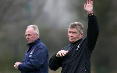 Barclays Premier League, Manchester City, Training, Manchester City coach Derek Fazackerley (r) with manager Sven-Goran Eriksson - Credit: Manchester City/Getty Images