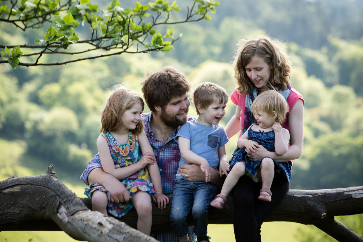 Zoe Powell from Chinnor, Oxfordshire, with her husband Josh and their three children. (Sarah Mak Photography)