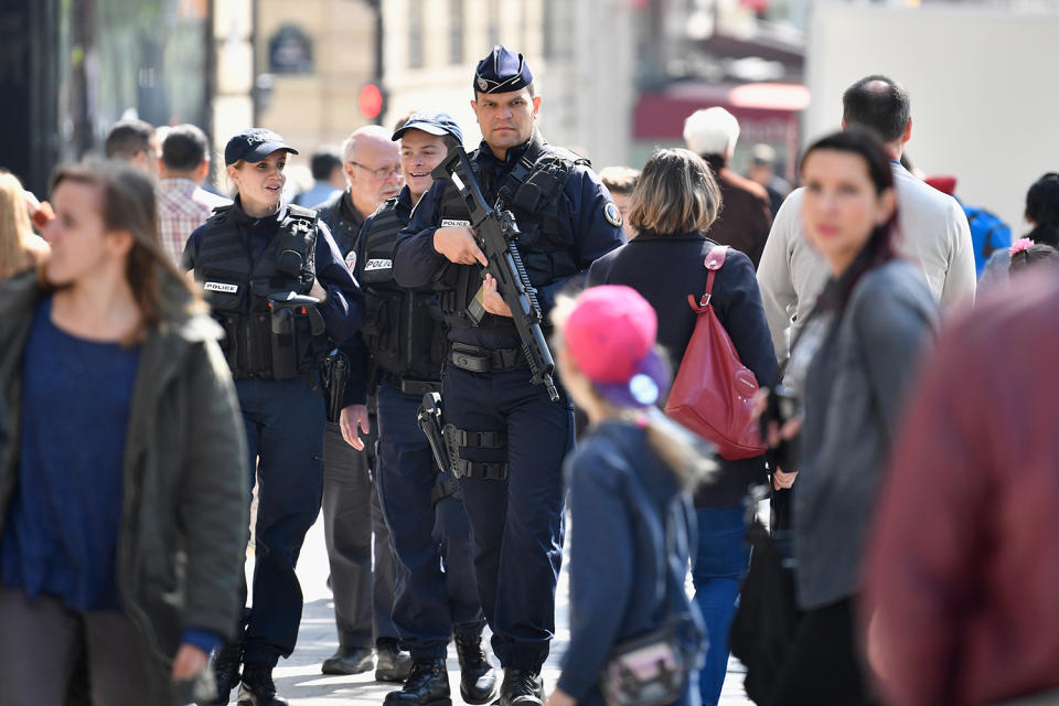 Policeman in crowd