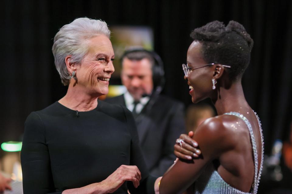 Jamie Lee Curtis and Lupita Nyong'o backstage during the the 96th Annual Academy Awards in Dolby Theatre at Hollywood & Highland Center in Hollywood, CA, Sunday, March 10,