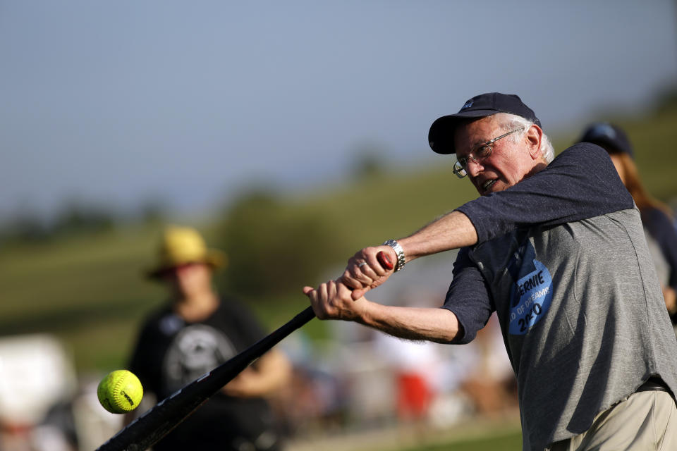 Presidential candidate Sen. Bernie Sanders loves baseball, and doesn't want it to disappear from communities all over the country. (Photo by Joshua Lott/Getty Images)