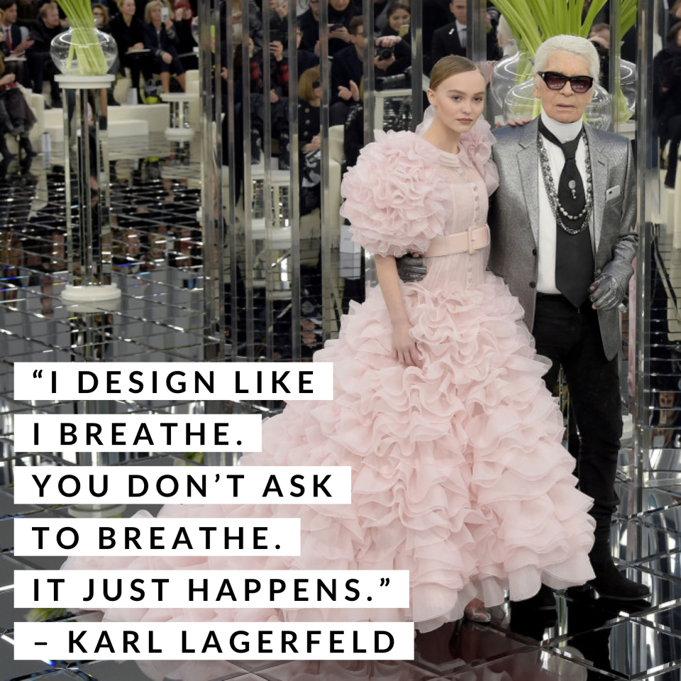 Lily-Rose Depp and Karl Lagerfeld at the Chanel couture spring 2017 show.