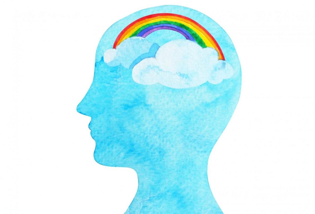 Rainbow in brain illustration.