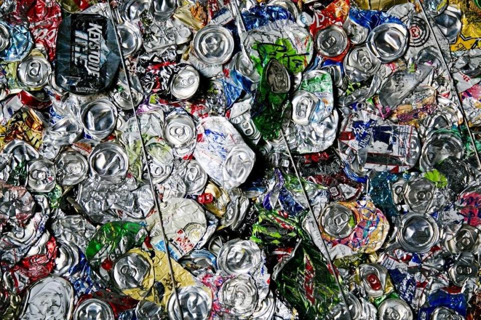 Compressed aluminum cans at Western Recycling in Boise in 2016.