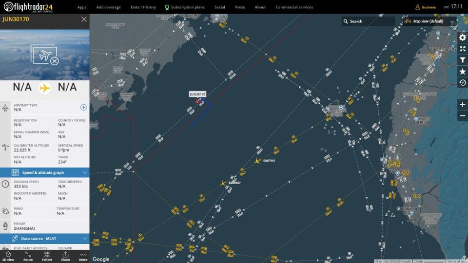 共機今晨再擾台。（圖／翻攝自臉書粉專「台灣西南空域」）
