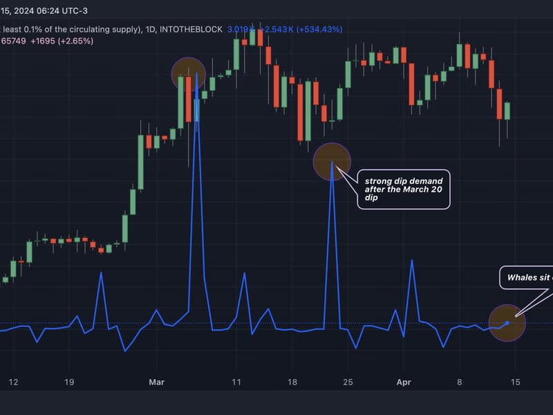 Bitcoin: large wallets netinflow vs price. (IntoTheBlock, TradingView)