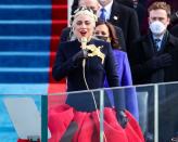 <p>Lady Gaga <a href="https://people.com/music/biden-inauguration-lady-gaga-performs-national-anthem/" rel="nofollow noopener" target="_blank" data-ylk="slk:sings the national anthem;elm:context_link;itc:0;sec:content-canvas" class="link ">sings the national anthem</a> ahead of Joe Biden's swearing in. </p>