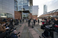 Greater Manchester mayor Andy Burnham speaks to the media outside Bridgewater Hall, following last-ditch talks with the Prime Minister aimed at securing additional financial support for his consent on new coronavirus restrictions, in Manchester, England, Tuesday, Oct. 20, 2020. The British government appeared poised Tuesday to impose strict coronavirus restrictions on England's second-largest city after talks with officials in Greater Manchester failed to reach an agreement on financial support for people whose livelihoods will be hit by the new measures (AP Photo/Jon Super)