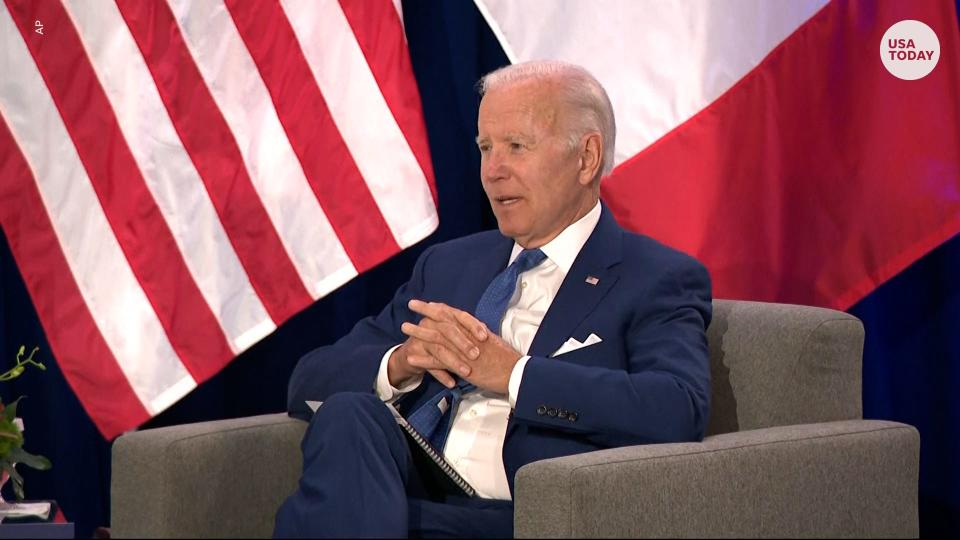 President Joe Biden speaks at a meeting with leaders of Caribbean nations during the Summit of the Americas, while addressing the January 6th, 2021 insurrection ahead of the first open hearing.