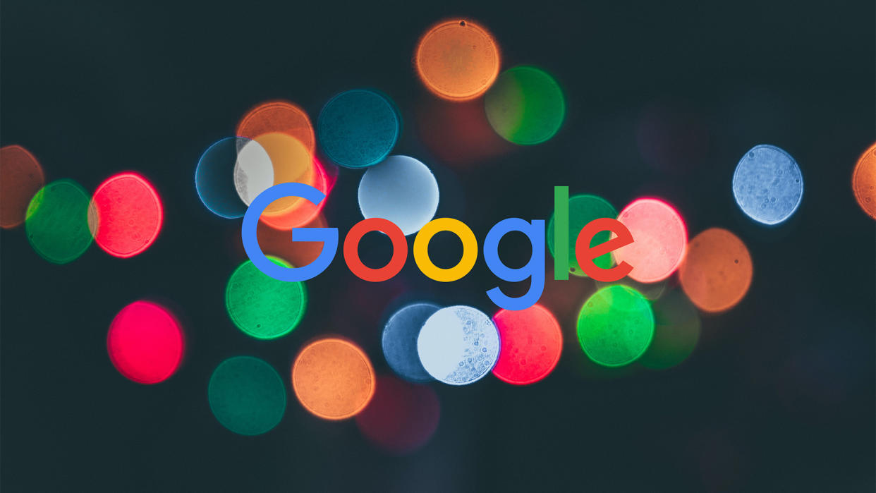  The Google logo on a background of circles. 