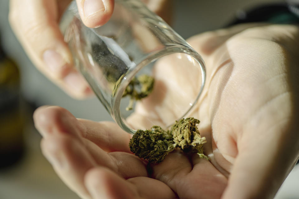 weed flowers from a jar