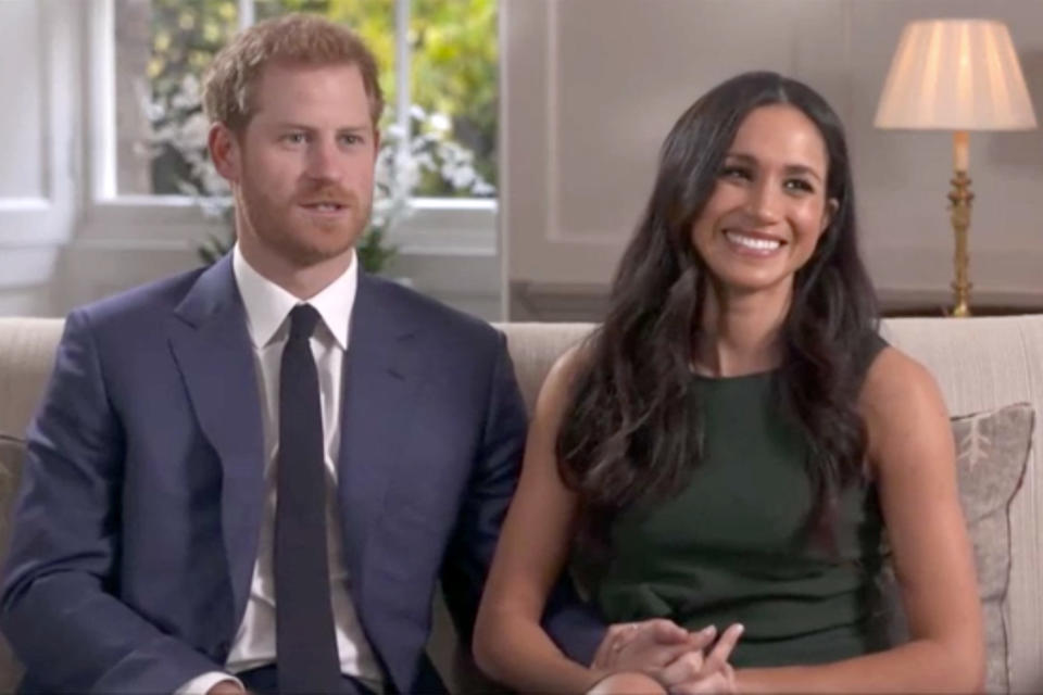 Harry and Meghan during their engagement interview in 2017 (BBC)