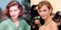 <p>If they weren't decades apart in age, we'd be pretty sure that Lauren Bacall and Karlie Kloss, with their heart-shaped face and deep set eyes, were long lost twins. </p>