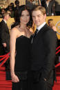 LOS ANGELES, CA - JANUARY 29: Actor Mike Vogel (R) and Courtney Vogel arrive at the 18th Annual Screen Actors Guild Awards at The Shrine Auditorium on January 29, 2012 in Los Angeles, California. (Photo by Jason Merritt/Getty Images)