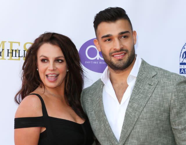 LOS ANGELES, CALIFORNIA – SEPTEMBER 20: Britney Spears (L) and Sam Asghari (R) attend the 2019 Daytime Beauty Awards at The Taglyan Complex on September 20, 2019 in Los Angeles, California. (Photo by Paul Archuleta/FilmMagic )