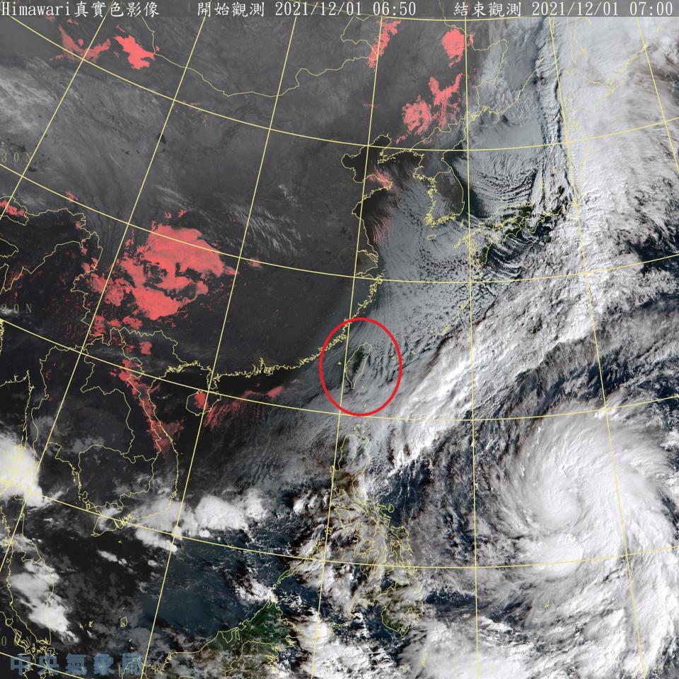 東北風明顯偏強，加上大陸冷氣團影響，今天北部、東北部與東部天氣偏冷，幾乎全島都要小心9至11級強陣風。   圖：中央氣象局/提供