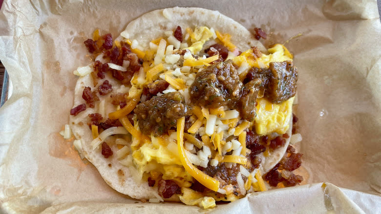 Bacon, egg, and cheese taco