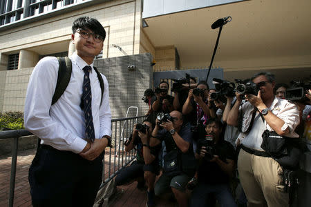 Former University of Hong Kong student leader Billy Fung poses outisde a court in Hong Kong, China September 21, 2017. REUTERS/Bobby Yip