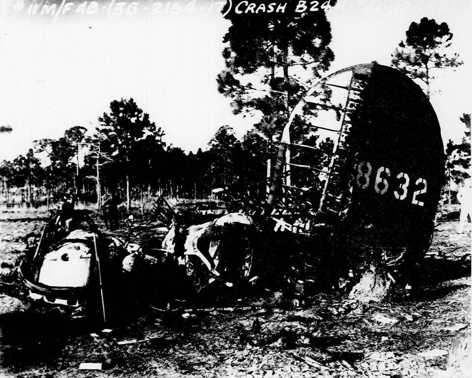 Scene of the 1943 crash in a cow pasture that was north of Belvedere Road halfway between Drexel and Haverhill roads.