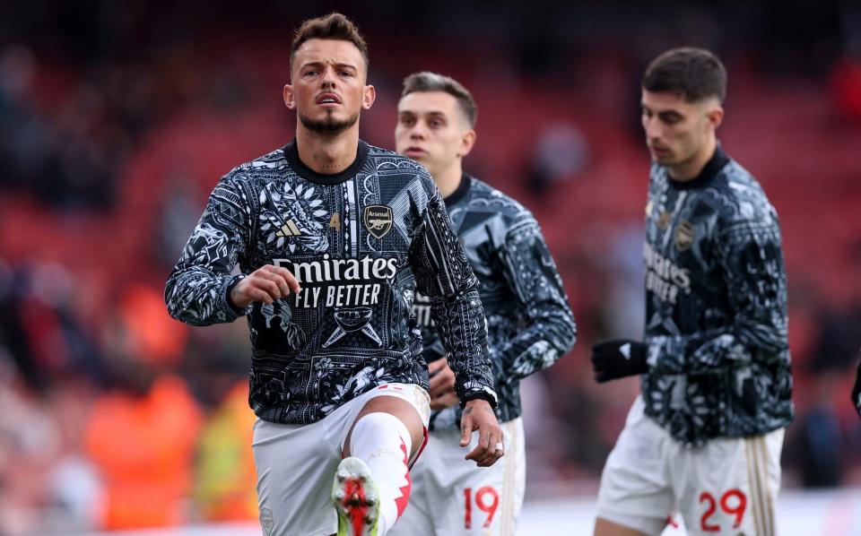 Arsenal's Ben White during the warm up before the match