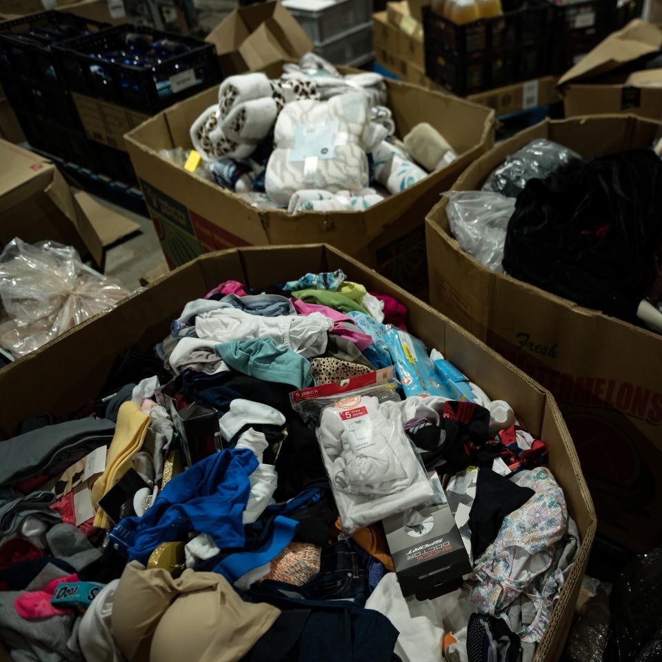 One million dollars worth of clothing donations for war victims in Israel were prepared for shipment at Compassion Coalition in Frankfort, NY on Tuesday, October 10, 2023.