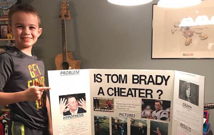 Ace Davis, 10, created a science project that proved Tom Brady is a cheater. (Facebook)